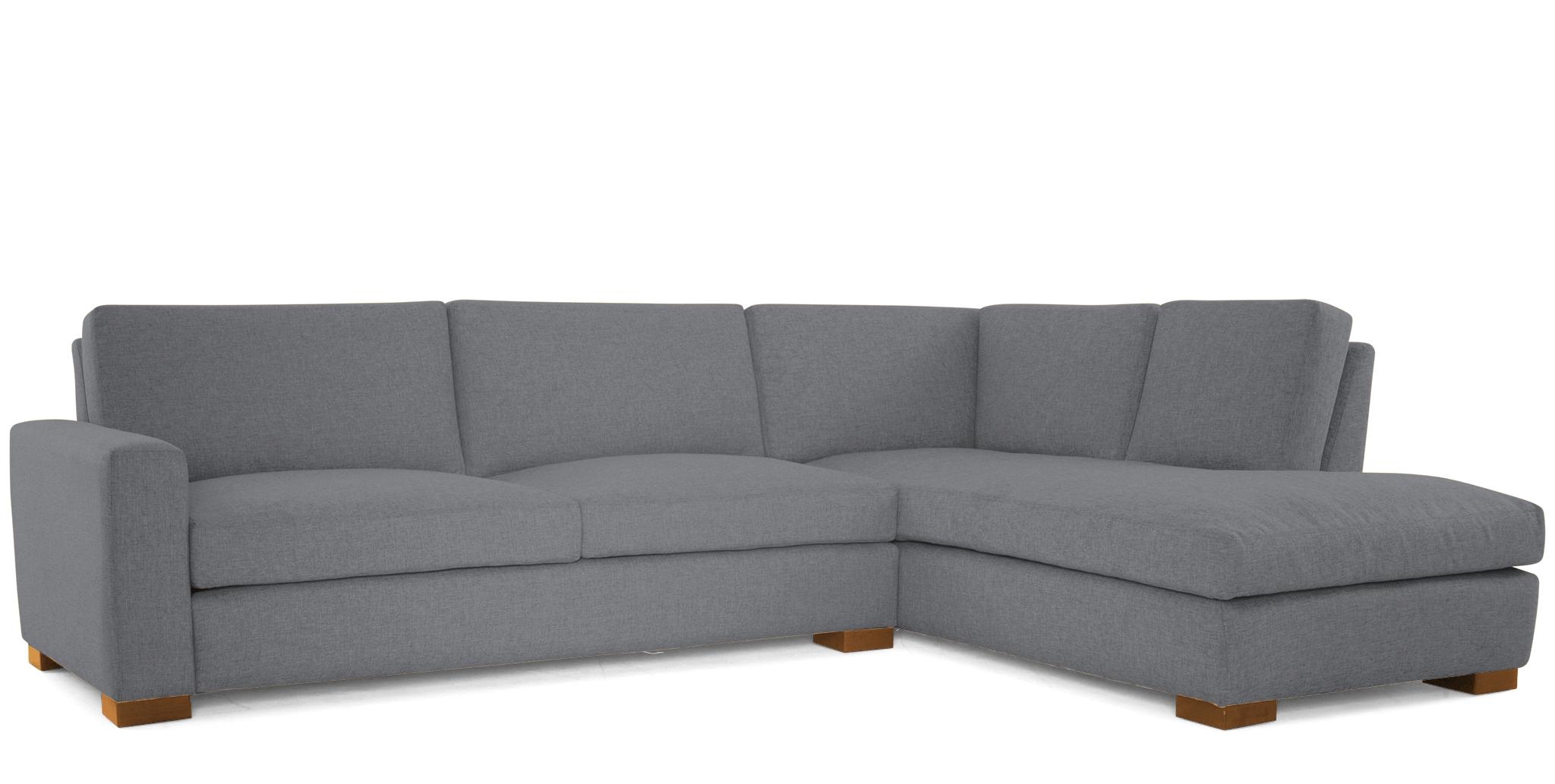 Gray Anton Mid Century Modern Sectional with Bumper - Essence Ash - Mocha - Right  - Image 1