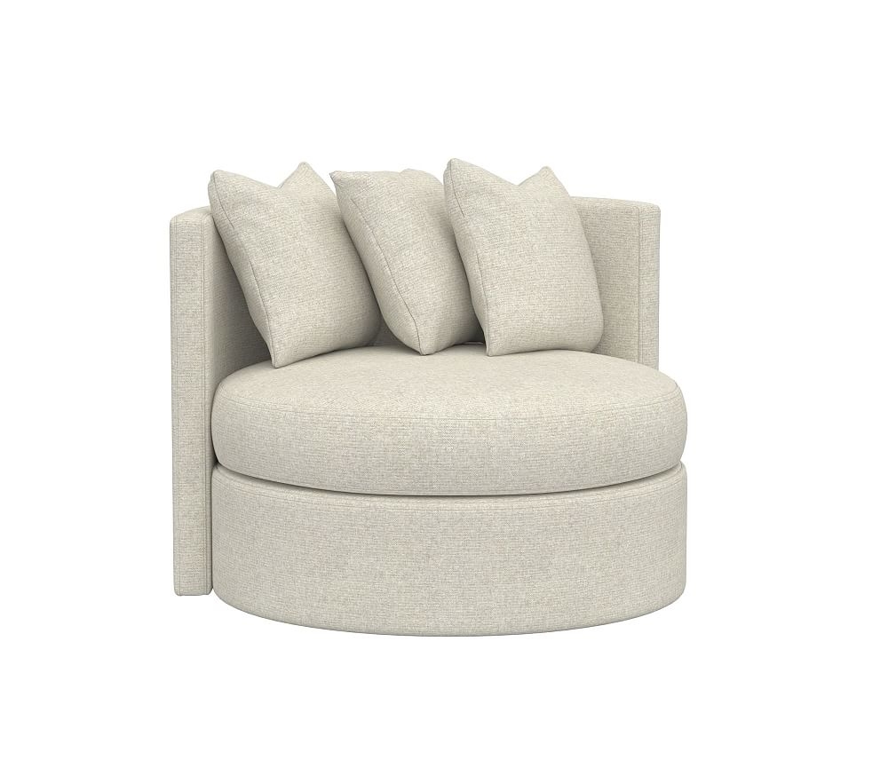 Roundabout Chair Performance Heathered Basketweave Alabaster White - Image 0