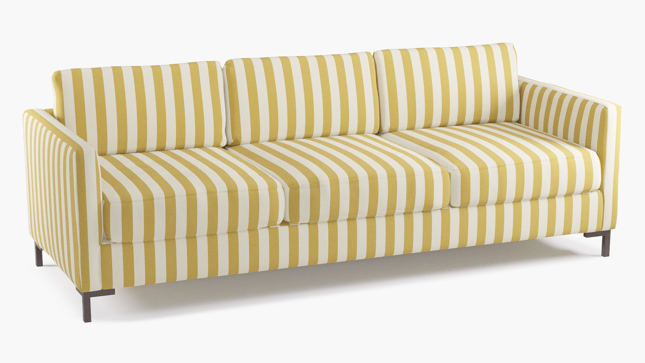 Modern Sofa, Citrine Cabana Stripe, Bronze L Leg - Image 1