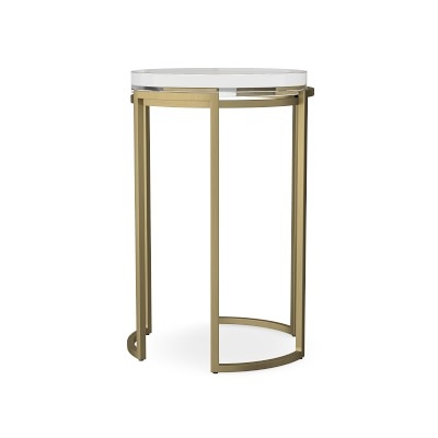 Lago Accent Table. Acrylic, Clear, Antique Brass - Image 2