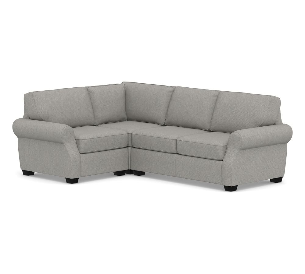 SoMa Fremont Roll Arm Upholstered Right Arm 3-Piece Corner Sectional, Polyester Wrapped Cushions, Performance Heathered Basketweave Platinum - Image 0