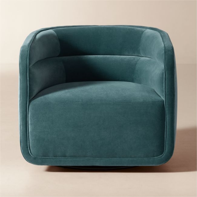 Sai Teal Performance Velvet Swivel Chair Set of 2 - Image 0