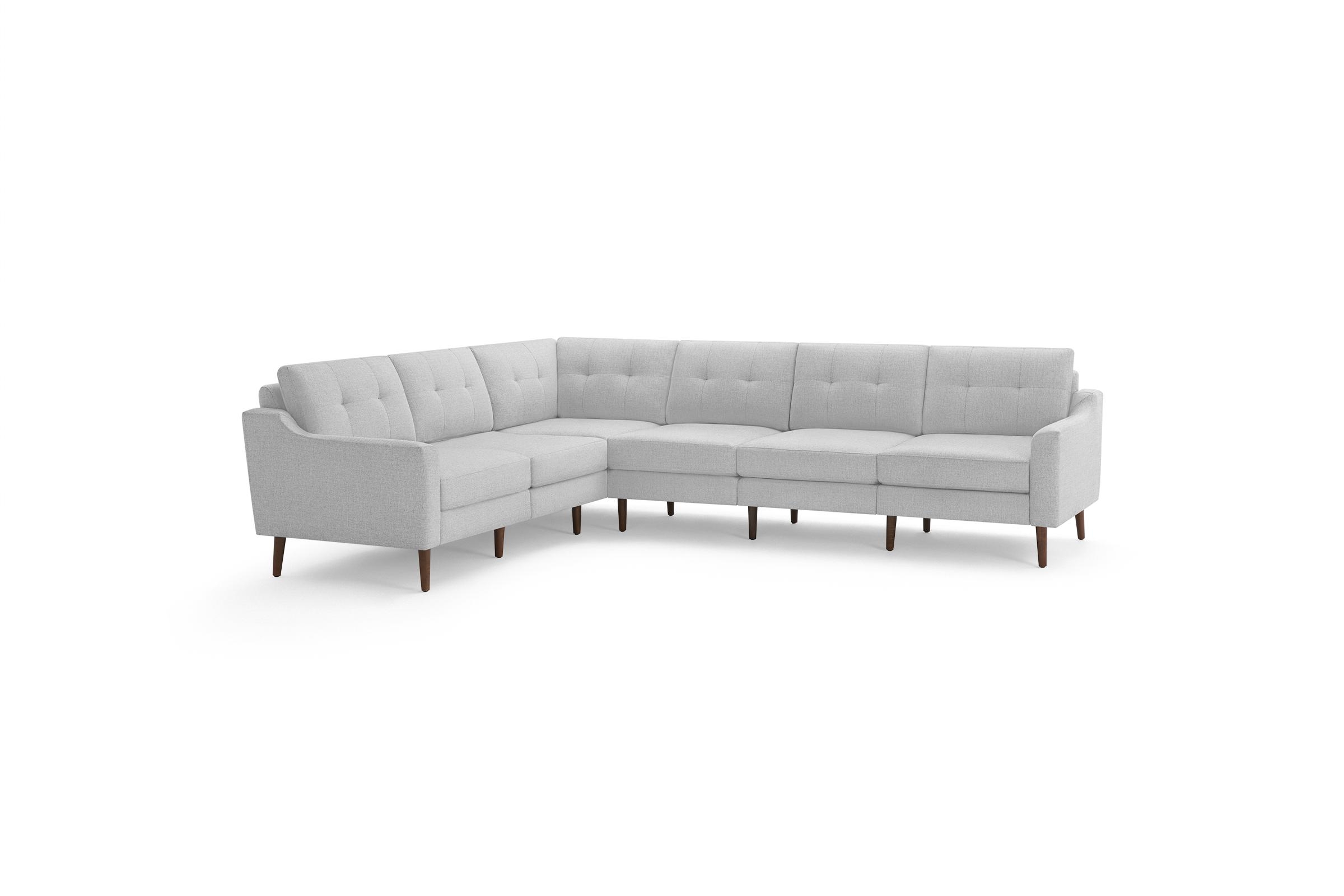 Nomad 6-Seat Corner Sectional - Crushed Gravel - Performance Chenille / Walnut - Wood / Slope - Image 0