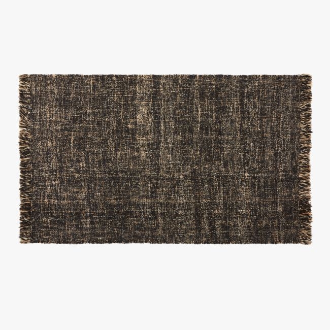 Leno Black and Natural Handwoven Jute Area Rug 6'x9' - Image 0