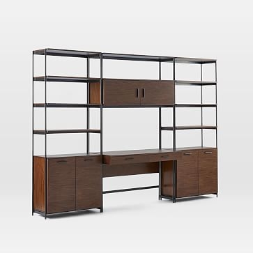 Foundry Wide Bookcase + Desk Set, Dark Walnut - Image 2