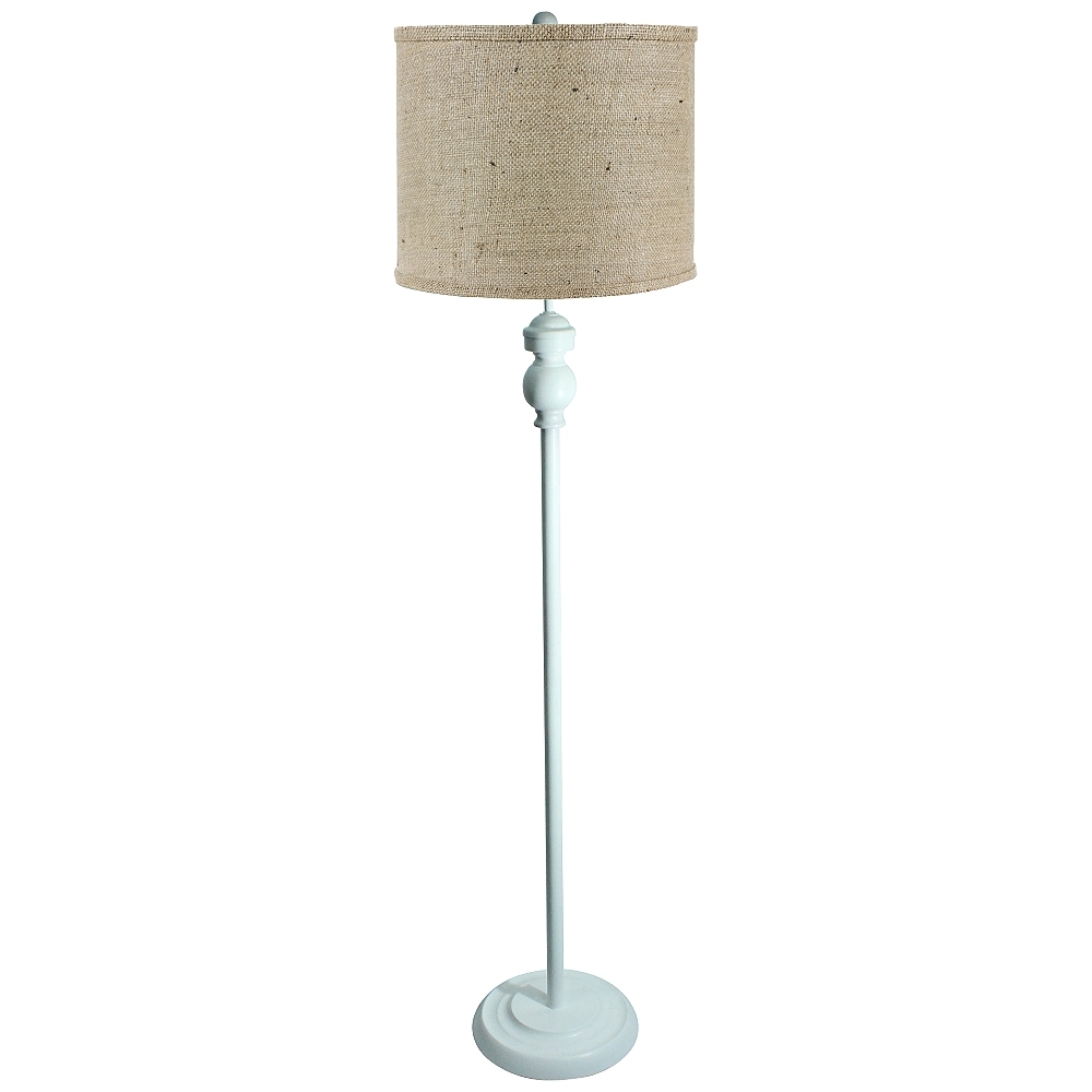 Bridgeport White Floor Lamp with Natural Burlap Shade - Style # 72X18 - Image 0