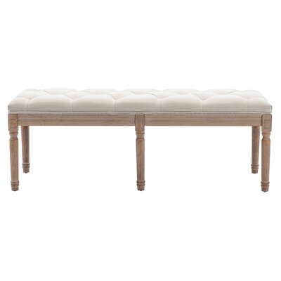 Tufted Linen Upholstered Entryway Bench With Padded Seat And Solid Rubberwood Legs Upholstered Shoe Bench End Of Bed Bench For Living Room Bedroom Hallway - Image 0