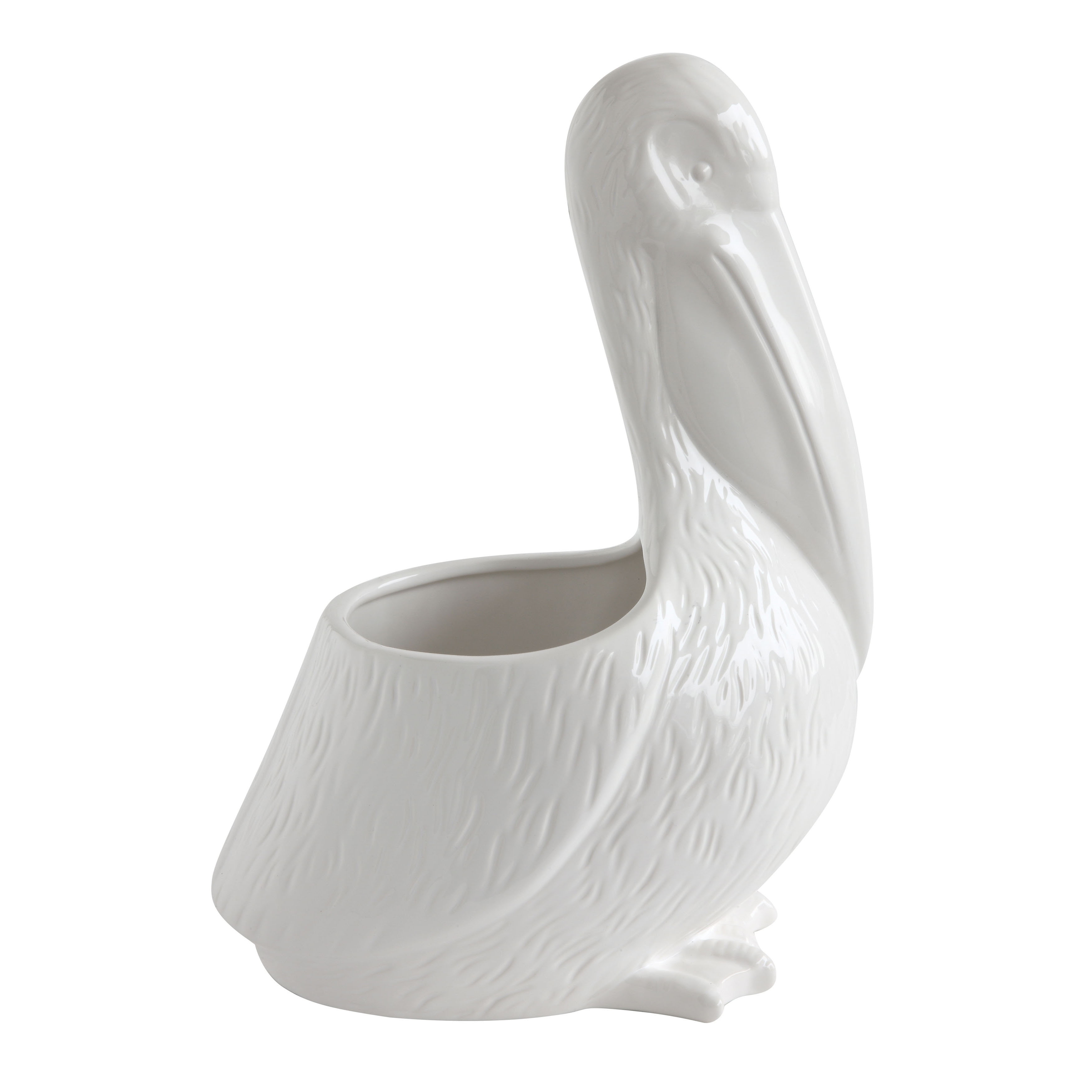 Ceramic Pelican Shaped Planter, White - Image 0