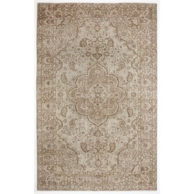 One-of-a-Kind Hand-Knotted 1960s Beige 6' x 9'11" Area Rug - Image 0