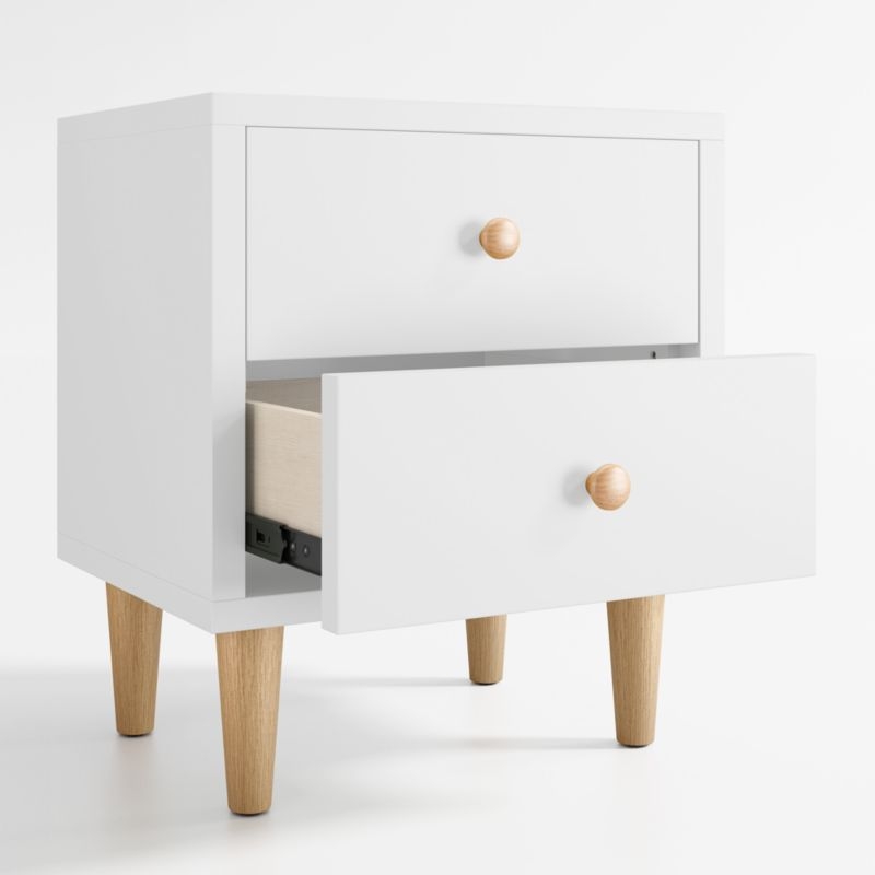 Set of 2 Finn White Wood 2-Drawer Kids Nightstand - Image 4