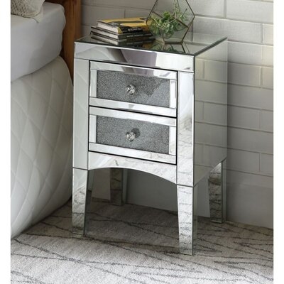 Jayceson 2 - Drawer Glass Nightstand in Silver - Image 0