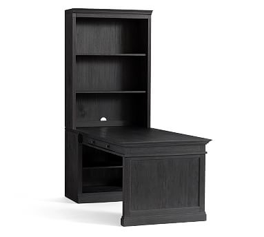 Livingston Peninsula Desk with 35" Bookcase Suite, Dusty Charcoal - Image 0