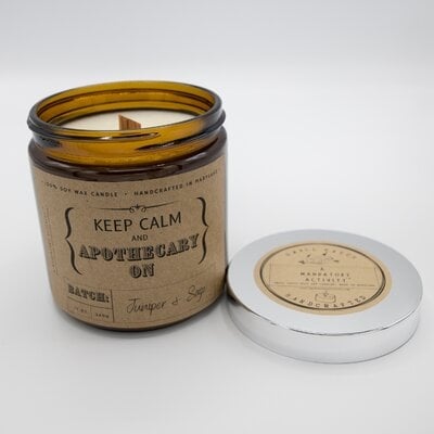 Keep Calm & Apothecary On Juniper & Sage Soy Candle - Image 0