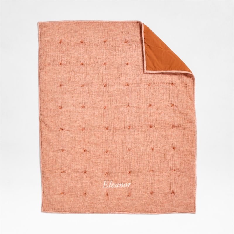 Aire Terracotta Organic Cotton Crinkle Baby Crib Quilt - Image 3