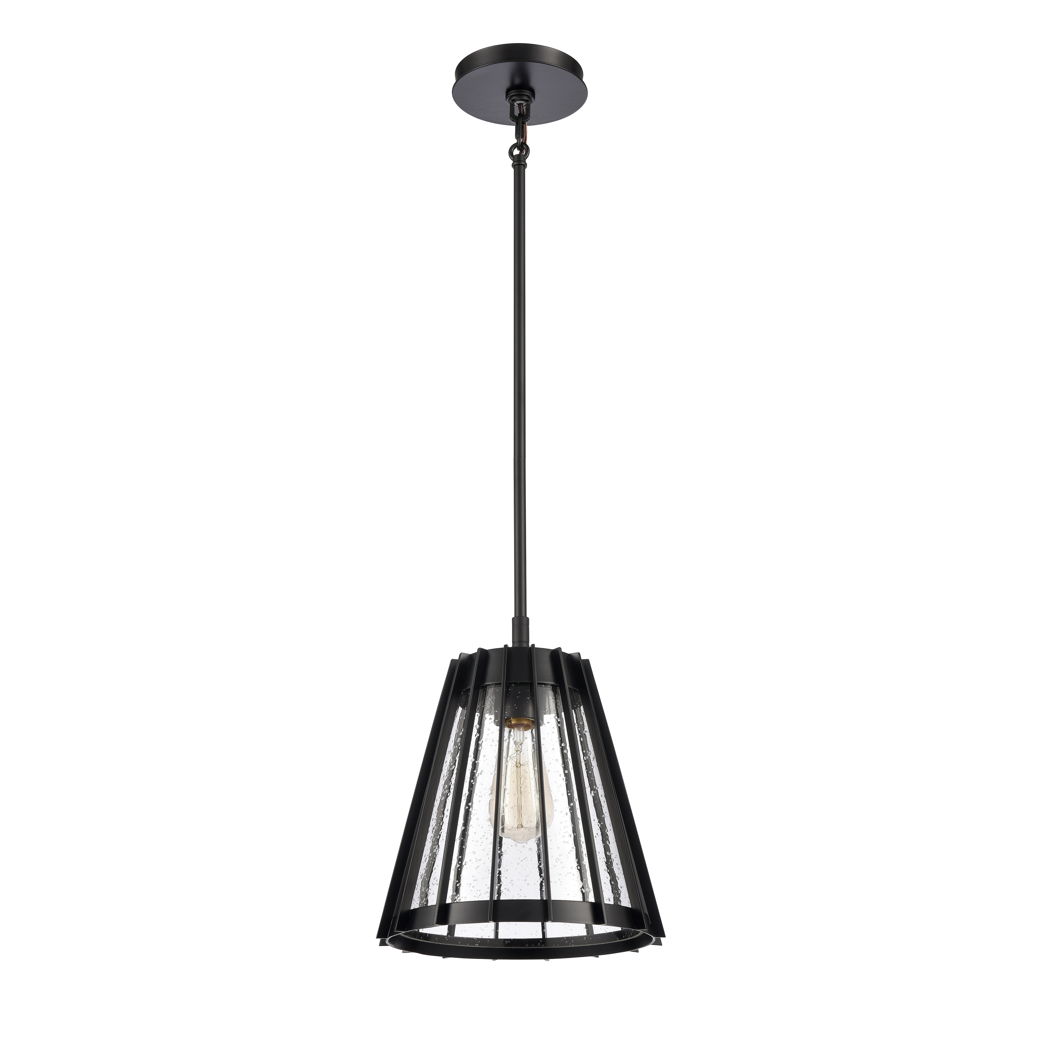 Open Louvers 10'' Wide 1-Light Pendant - Matte Black - Image 1