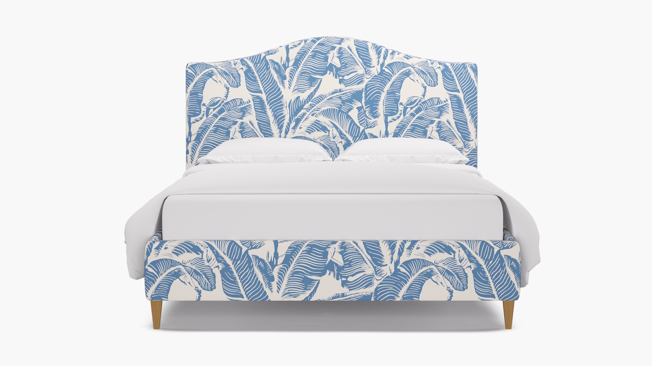 Camelback Bed, Cornflower Martinique® Encore, Natural Square Tapered Leg, Twin - Image 0