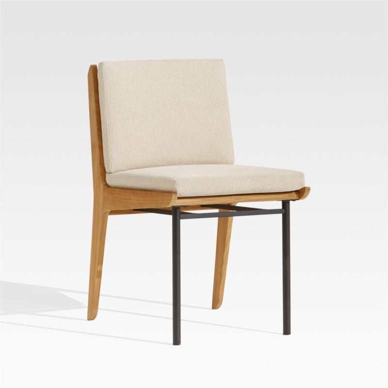Kinney Teak Wood Outdoor Dining Side Chair with Cushion - Image 2