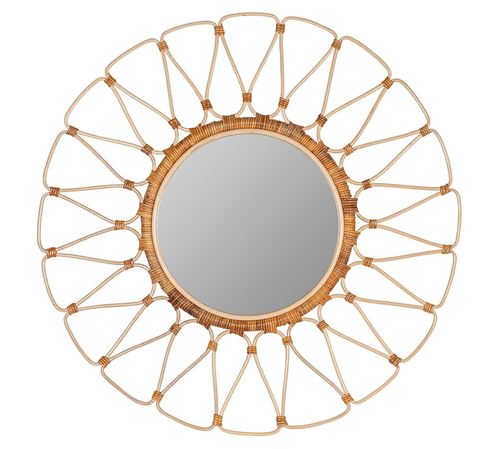 Summer Rattan Round Wall Mirror, 35" - Image 0