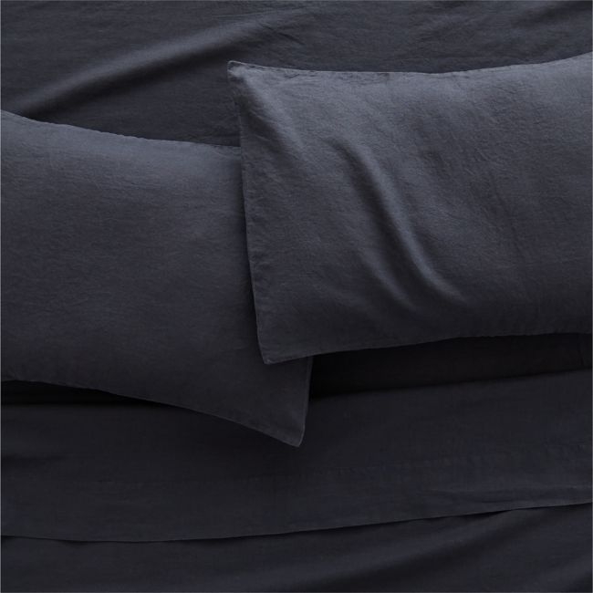 Linen Black Standard Pillowcases Set of 2 - Image 0