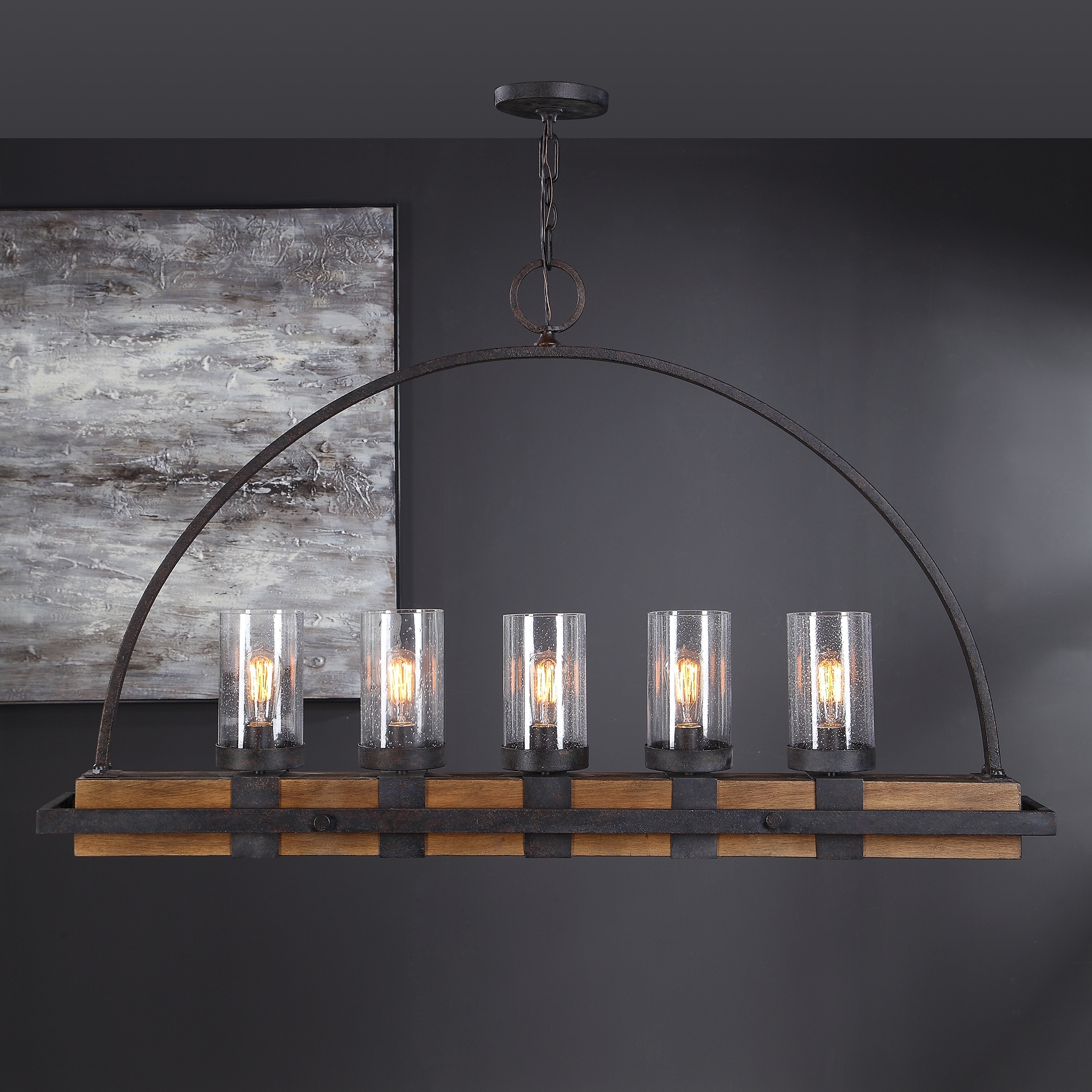 Atwood Rustic Linear Chandelier, 5 Light - Image 1