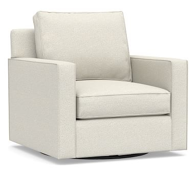 Cameron Square Arm Upholstered Swivel Armchair, Polyester Wrapped Cushions, Performance Boucle Oatmeal - Image 0