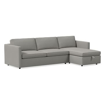 Harris Sectional Set 03: LA Sleeper Sofa, RA Storage Chaise, Poly , Twill, Silver, Concealed Supports - Image 0