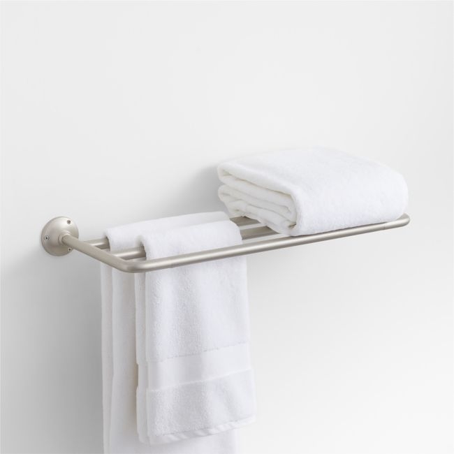 Classic Round Brushed Nickel Wall-Mounted Bathroom Towel Rack - Image 0