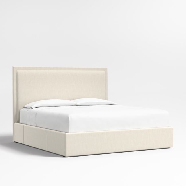 Meraux 56" Ivory Upholstered King Headboard with Storage Bed Base - Image 0