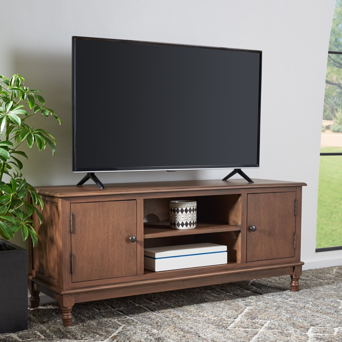 Ozark 2 Door 1 Shelf Media Stand - Brown - Safavieh - Image 1