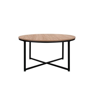 Modern Round Metal Coffee Table(Wood Natural) - Image 0