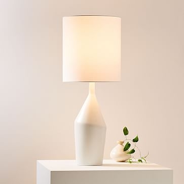 Asymmetric Ceramic Table Lamp White White Linen (31") - Image 3