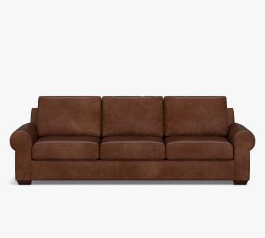 Big Sur Roll Arm Leather Grand Sofa, Down Blend Wrapped Cushions, Statesville Indigo - Image 2