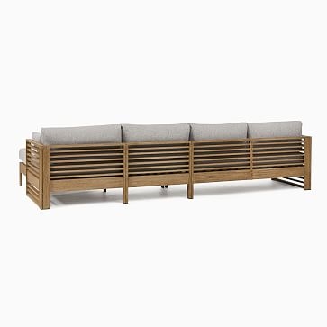 Santa Fe Slatted Outdoor 124 in 3-Piece Chaise Sectional, Driftwood - Image 3