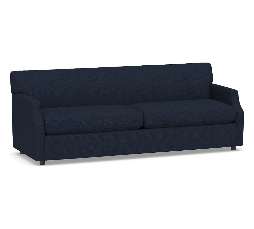 SoMa Hazel Upholstered Grand Sofa 85.5", Polyester Wrapped Cushions, Performance Heathered Basketweave Navy - Image 0