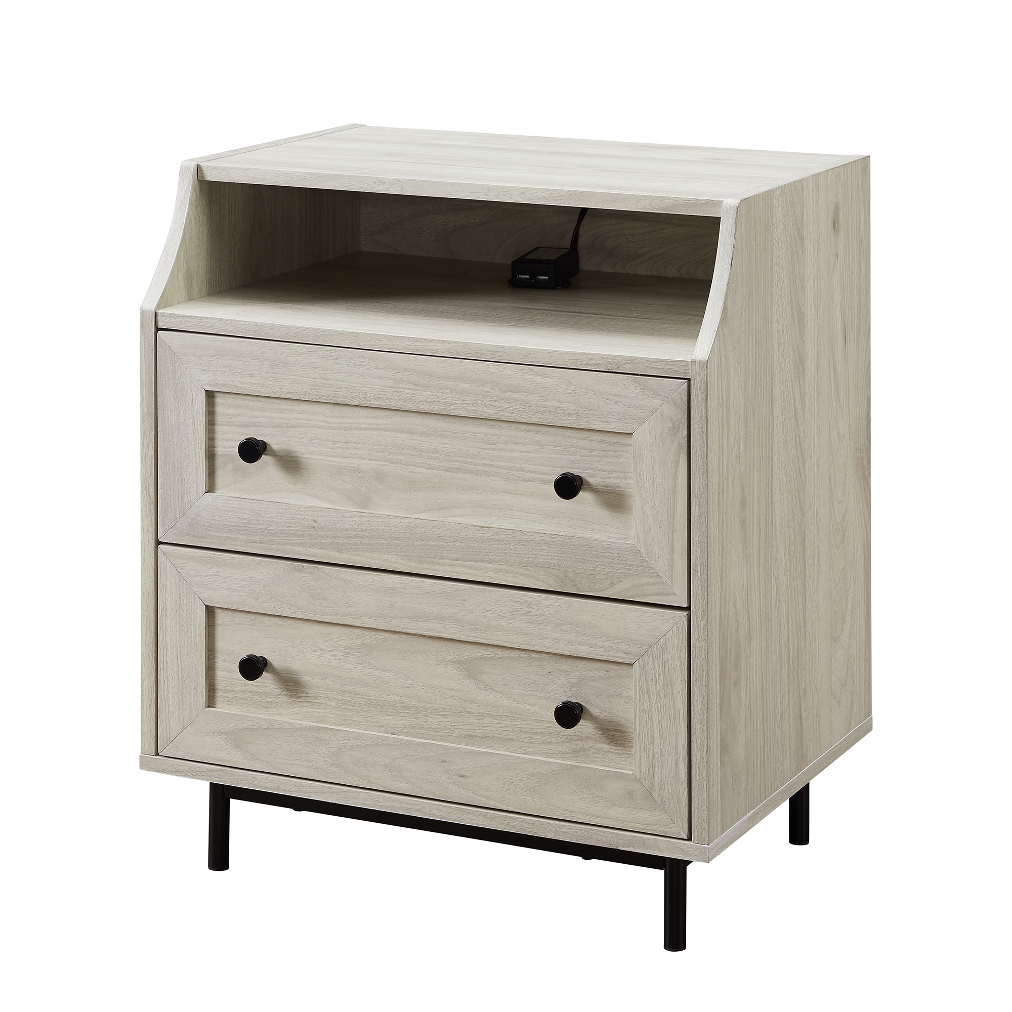 Welsh 22" Curved Open Top 2 Drawer Nightstand with USB - Birch - Image 3
