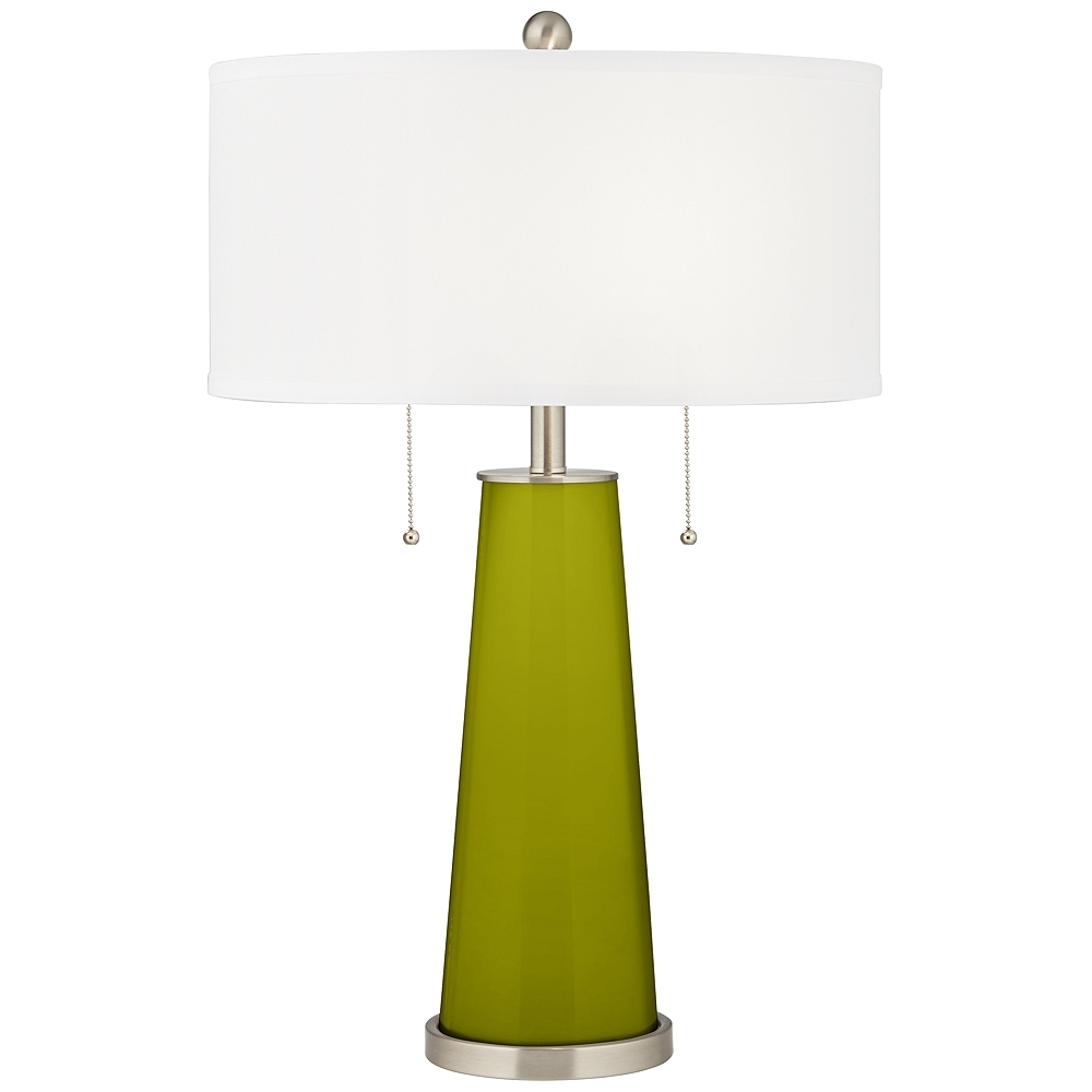 Color Plus Peggy 29 3/4" Olive Green Glass Table Lamp - Image 0