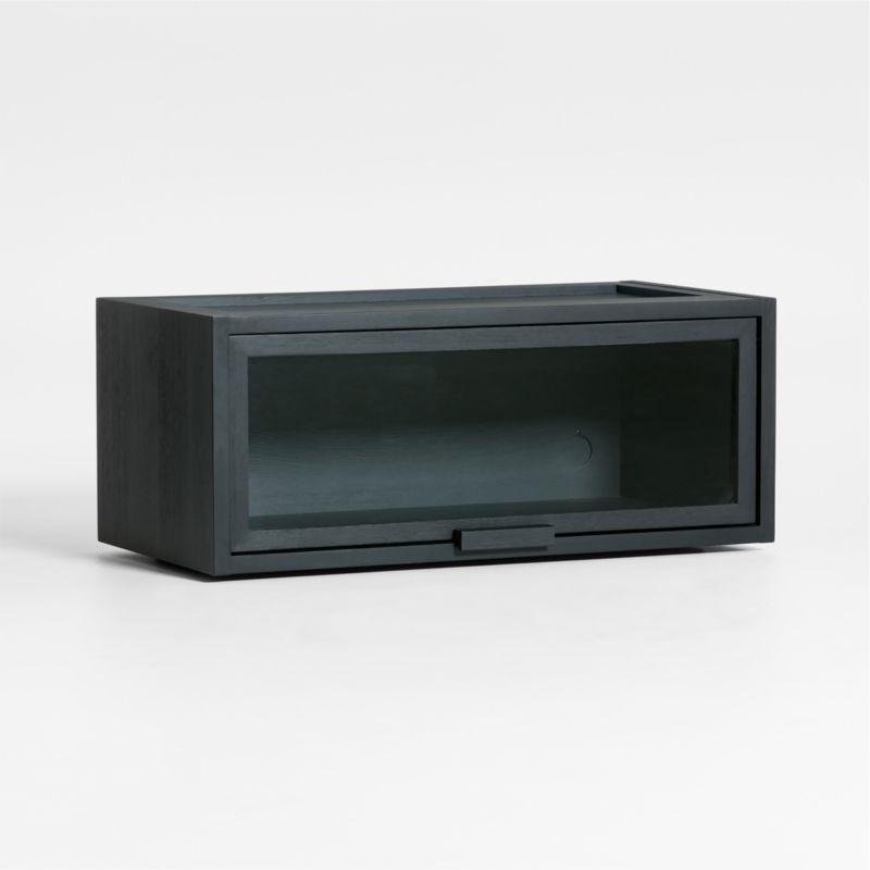 Calypso Black Wood Modular Single Glass-Door Storage Component - Image 1