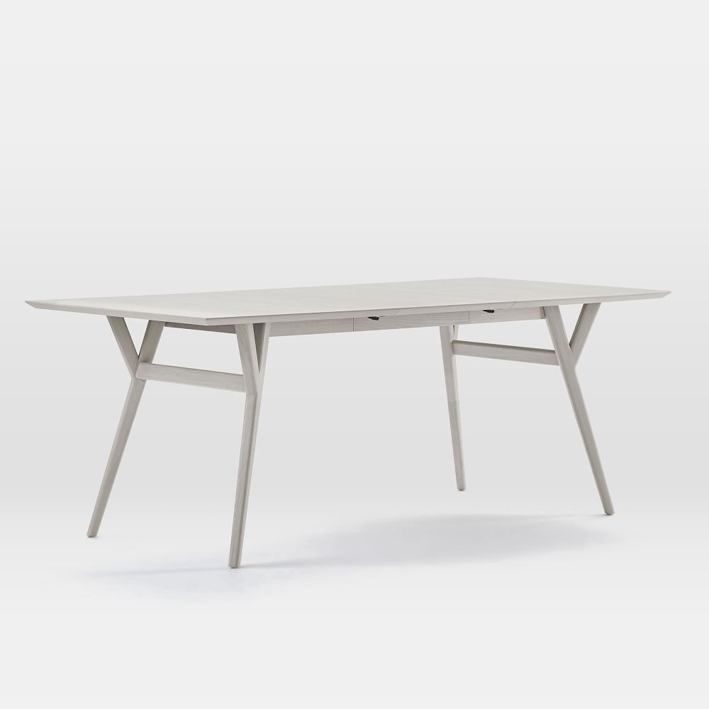Mid-Century Expandable Dining Table, 60-80", Pebble - Image 0