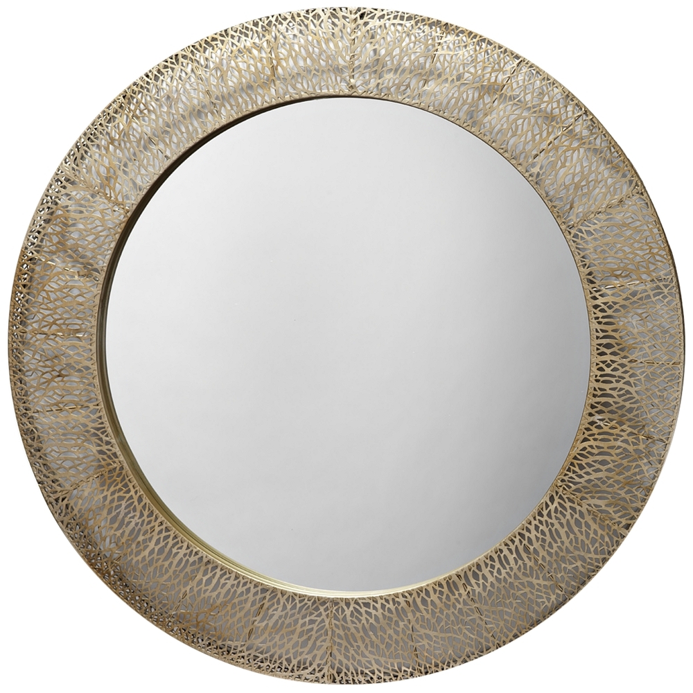 Sutherlin Champagne Metal 40" Round Oversized Wall Mirror - Style # 77E46 - Image 0