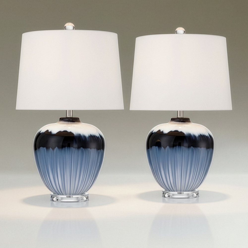 Hulda 26" High Blue Art Glass Table Lamp Set of 2 - Image 0
