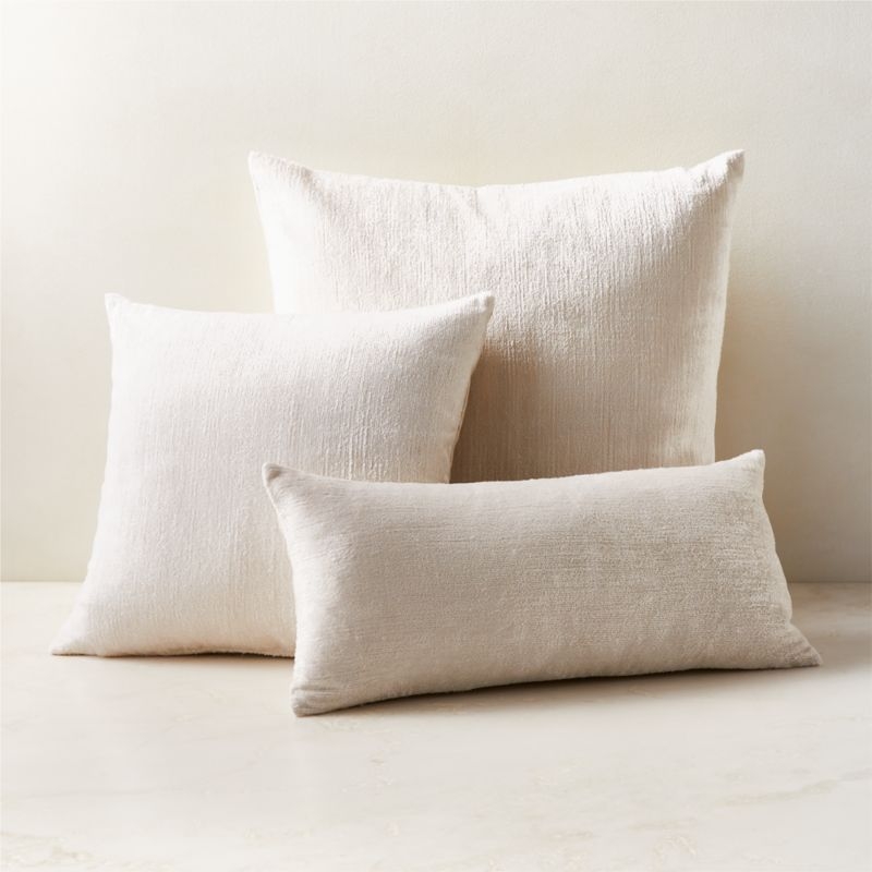 Truette White Turkish Silk Throw Pillow with Feather-Down Insert 23''x23" - Image 3