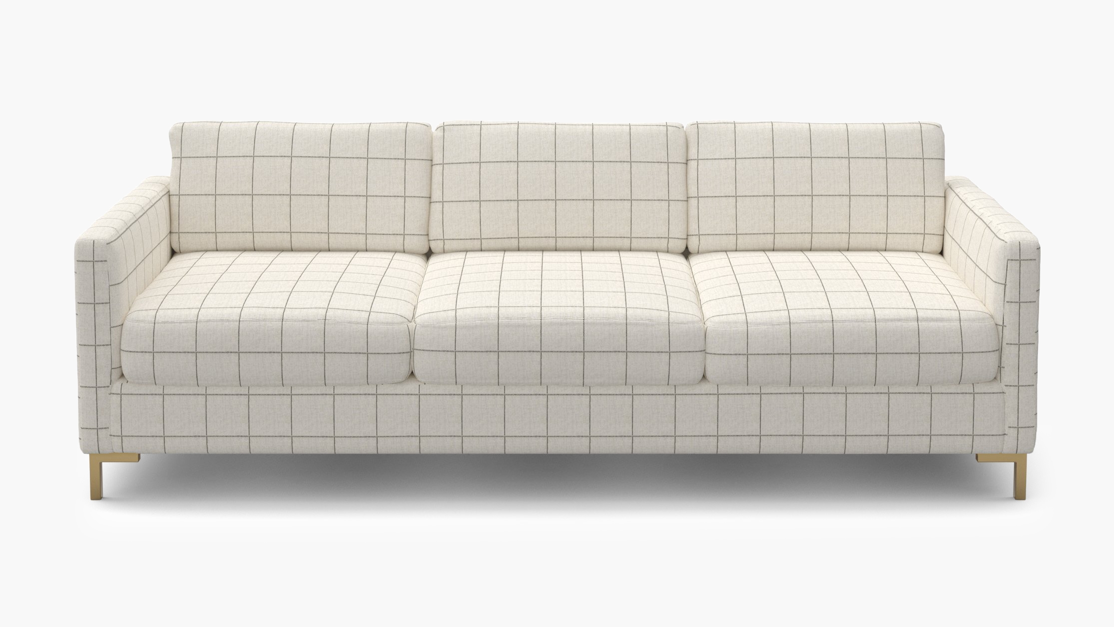Modern Sofa, Coal Windowpane, Brass L Leg - Image 0