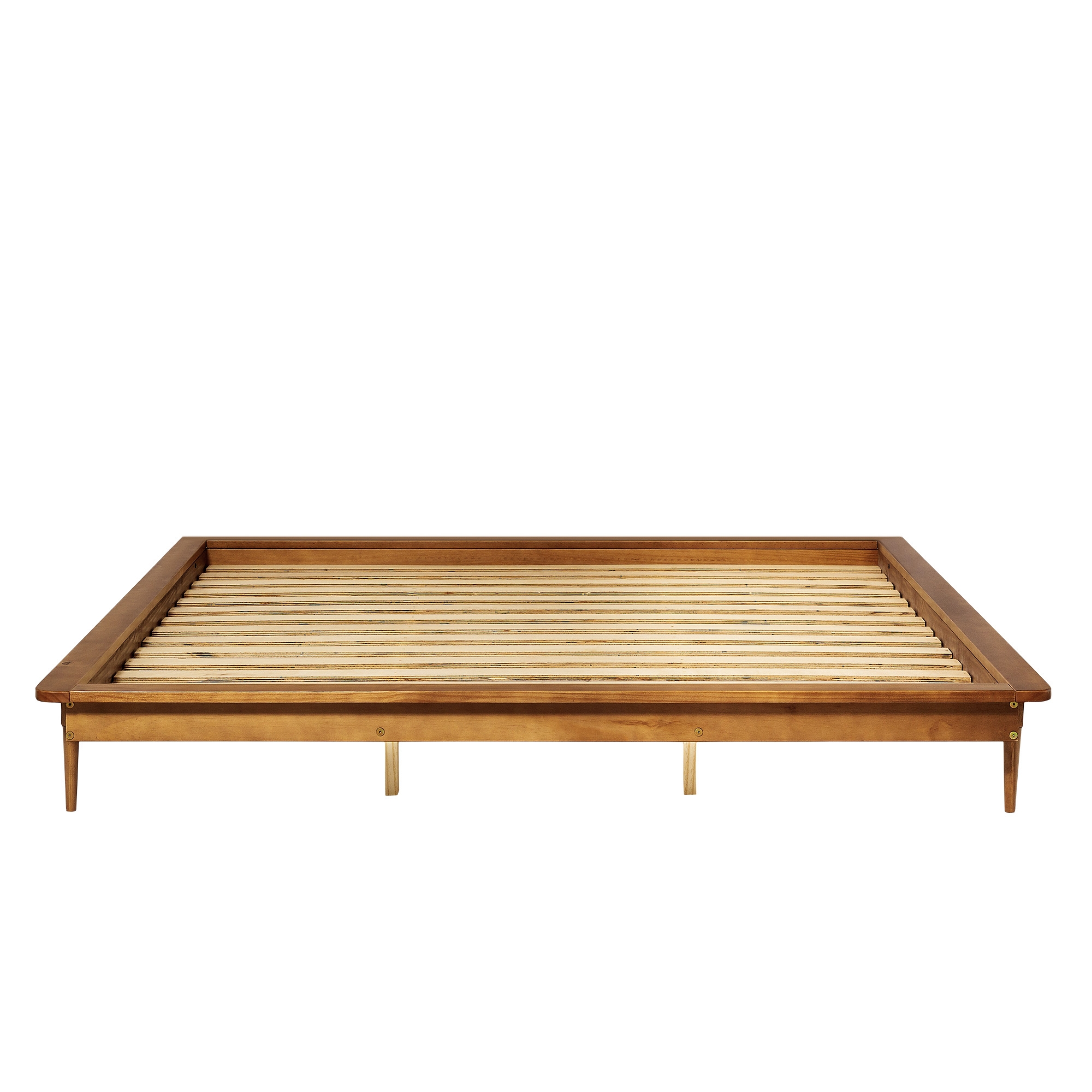 King Mid Century Modern Solid Wood Platform Bed - Caramel - Image 3