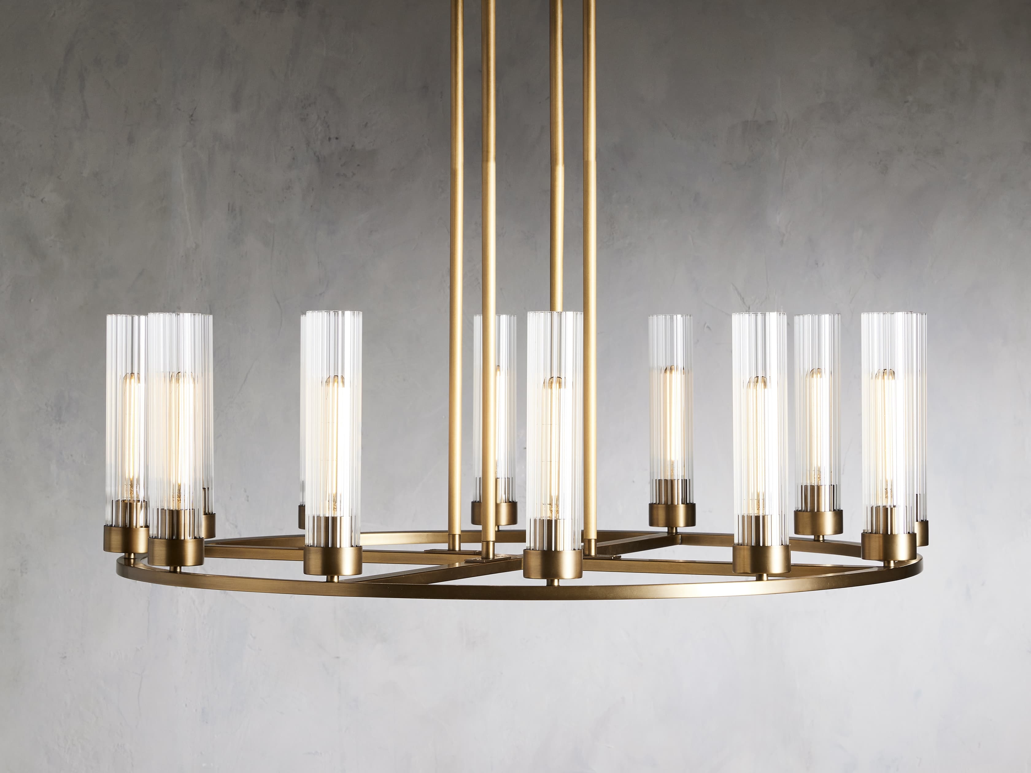 Andreas Round Chandelier in Glass 12 Light Brass   - Image 0