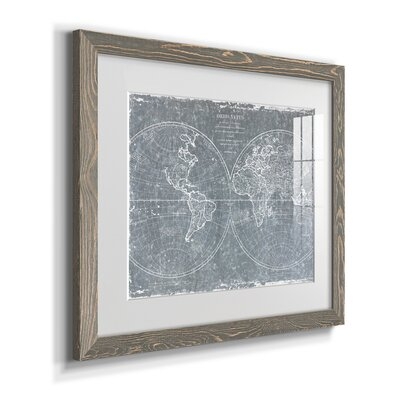 Galvanized World Map - Picture Frame Graphic Art Print on Paper - Image 0
