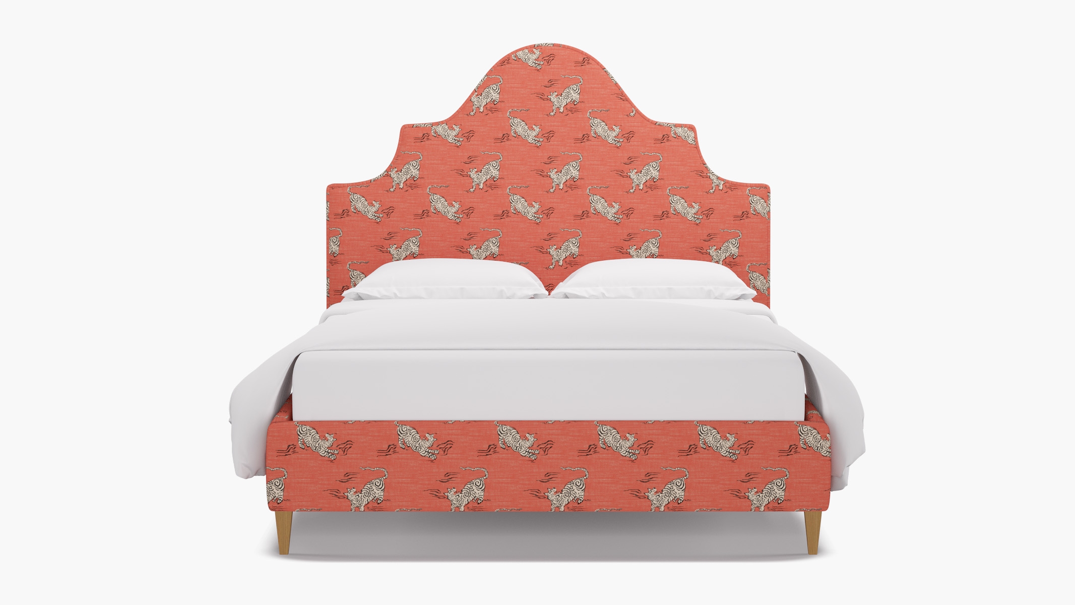 Statement Bed, Coral Tigresse, Natural Square Tapered Leg, Twin - Image 0