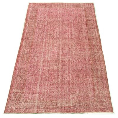 One-of-a-Kind Overdyed Hand-Knotted 1980s Pink 5'4" x 9'1" Wool Area Rug - Image 0