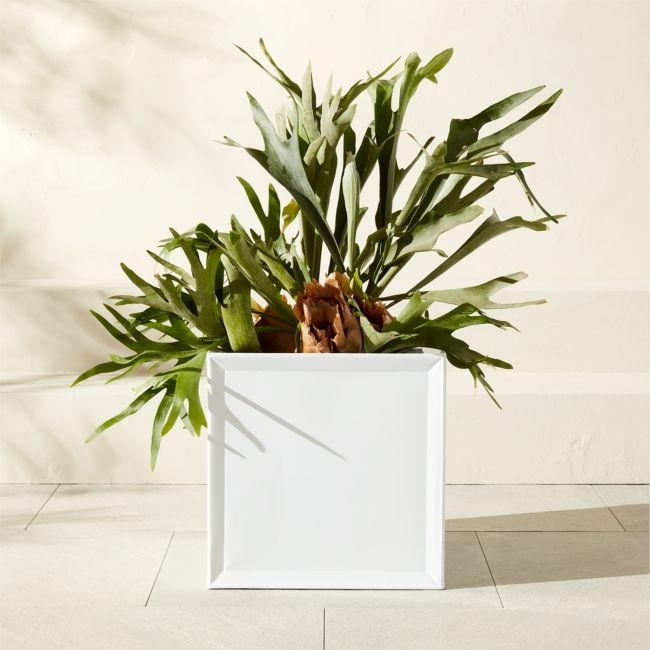 Varo Square White Metal Indoor/Outdoor Planter 16.25"x16" - Image 0