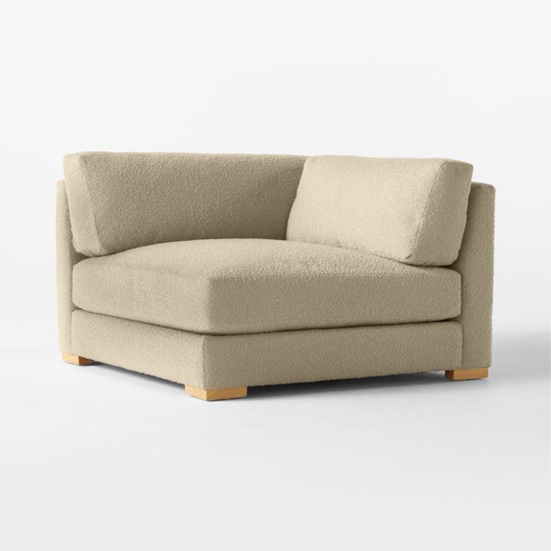Piazza Camel Brown Boucle Corner Chair with White Oak Legs - Image 2