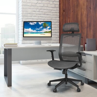 Inbox Zero High Back Mesh Office Chair Swivel Executive Chair W/ Lumbar Support Grey - Image 0